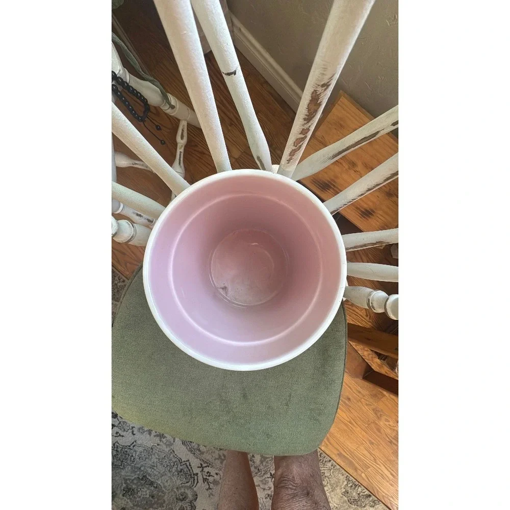 Rae Dunn HAPPY SPRING LL crock utensil holder OG Pink inside Easter